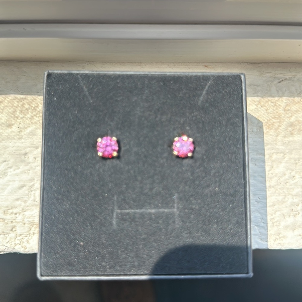 6.5mm 1ct  925 Sterling silver pink Moissanite earrings